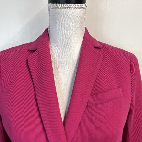 Talbots Blazer Jacket Women's Size 2 Hot Pink Woven Knit Stretch Pockets Career - Picture 3 of 7